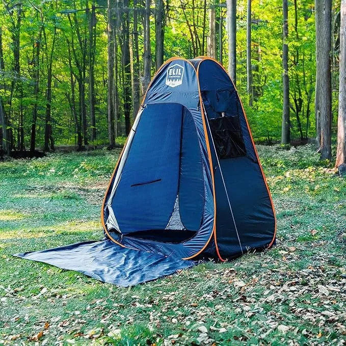Camping Shower Tent with LED Sensor Light 6.23 ft Camp Shower Large Tent Easy Pop Up Privacy Tent Beach Changing Tent Pop Up Shower Tent Outdoor Shower Enclosure Portable Shower Tents for Camping