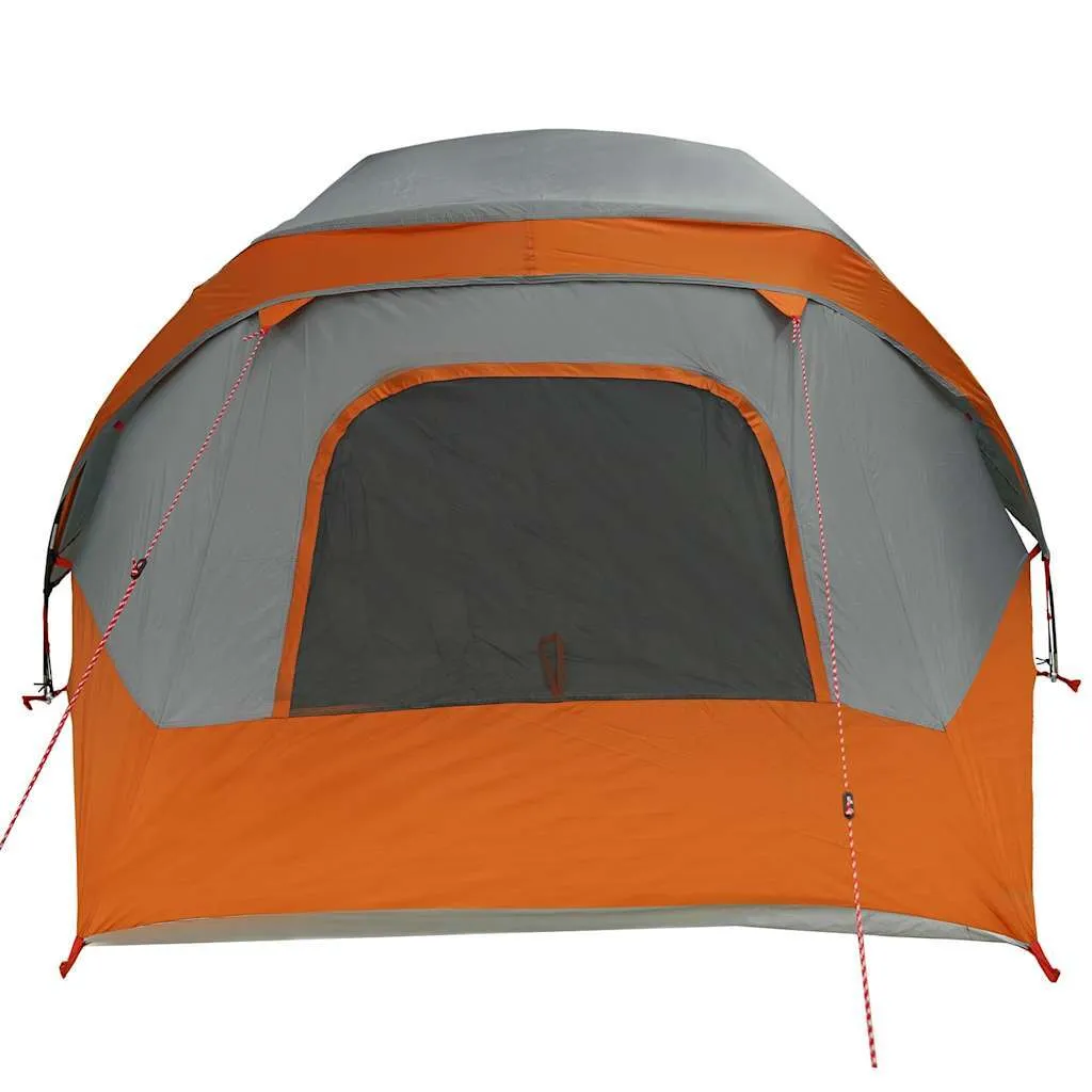 Camping Tent Cabin 4-Person Grey and Orange Waterproof