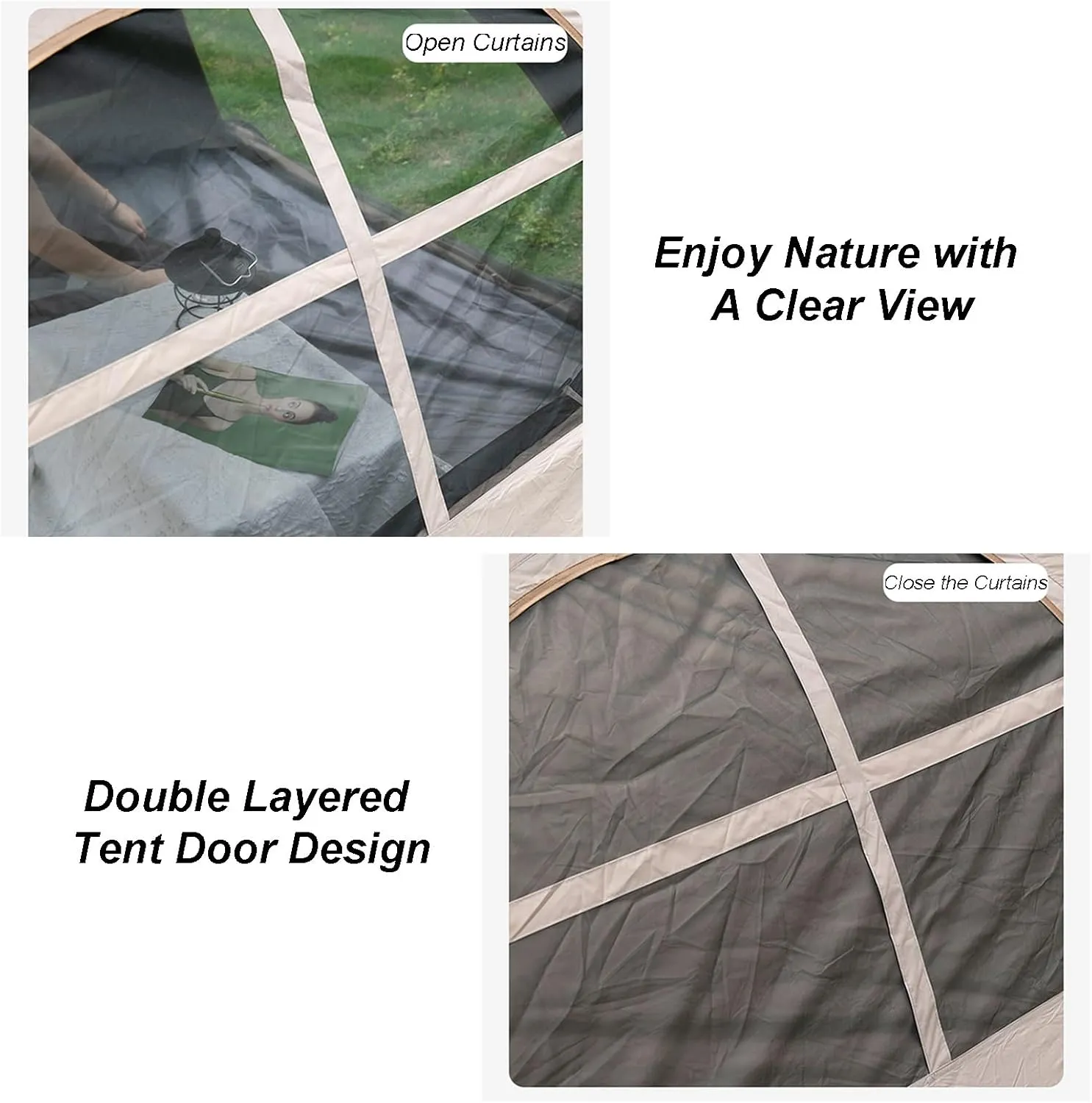 Camping Tent Outdoor 3-4 Person Automatic Instant Pop-Up Portable Folding Camping Tent 2 Door 2 Windows Picnic Camping Thickened Rainproof Tent with Storage Bag