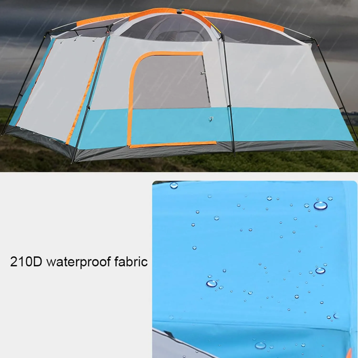 Camping Tents 8-12 Person Family Cabin Tent with 2 Room Weatherproof Instant Cabin Shelter with Rainfly & Carry Bag for Backpacking Hiking Car Traveling