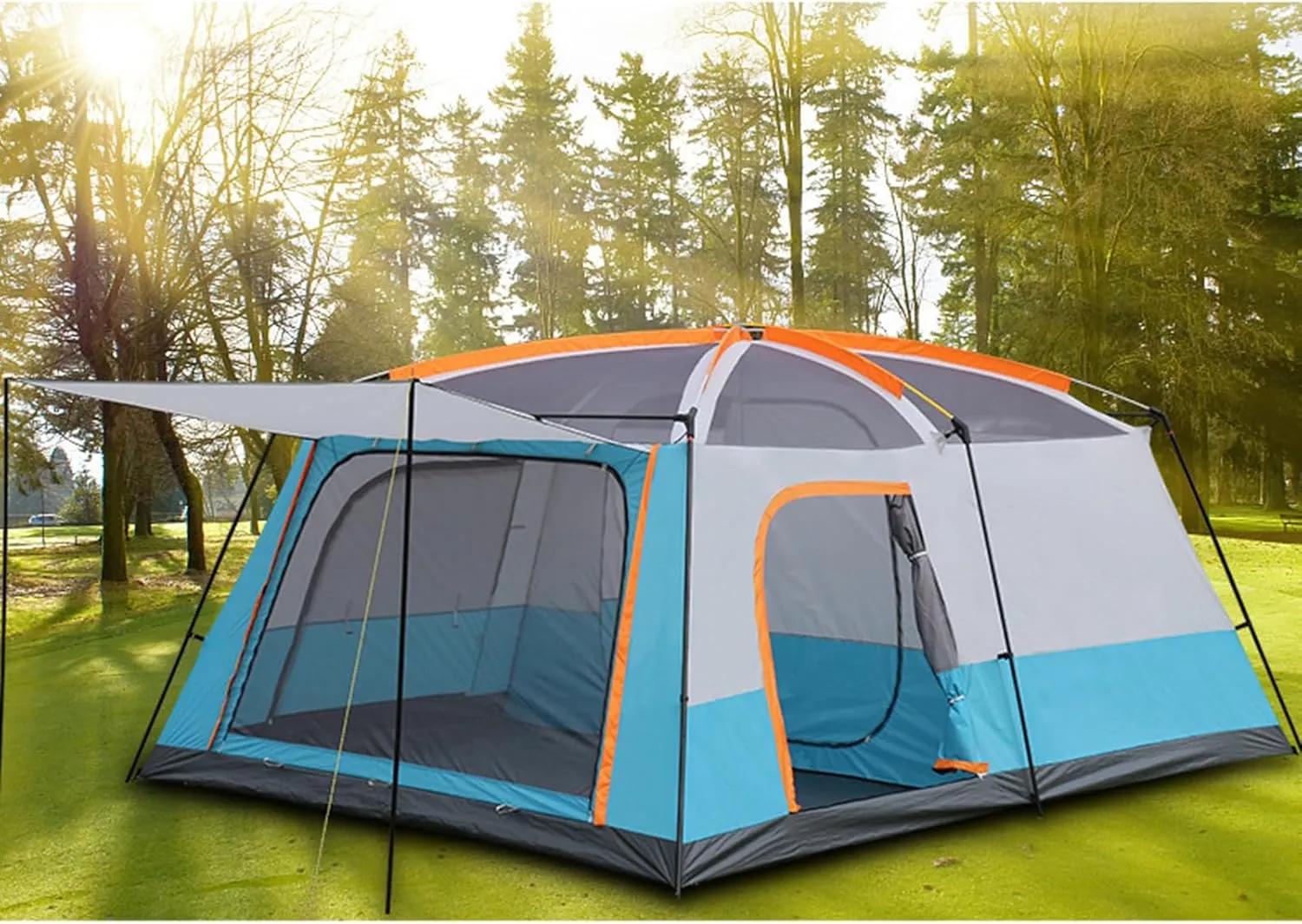Camping Tents 8-12 Person Family Cabin Tent with 2 Room Weatherproof Instant Cabin Shelter with Rainfly & Carry Bag for Backpacking Hiking Car Traveling