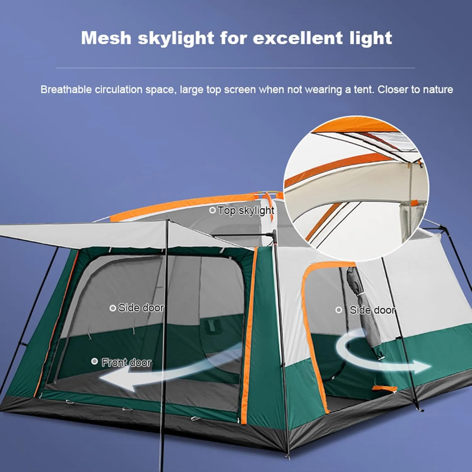 Camping Tents 8-12 Person Family Cabin Tent with 2 Room Weatherproof Instant Cabin Shelter with Rainfly & Carry Bag for Backpacking Hiking Car Traveling