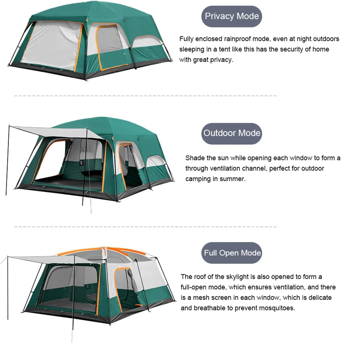 Camping Tents 8-12 Person Family Cabin Tent with 2 Room Weatherproof Instant Cabin Shelter with Rainfly & Carry Bag for Backpacking Hiking Car Traveling