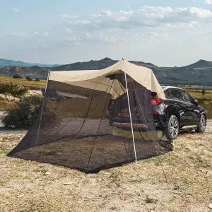 Camping Tent,SUV Tent 3-4 Person Family Camping Tent, Car Awning SUV Tailgate Tent with Rainfly and Carrying Bag, Universal Vehicle Sun Shelter for Ou Hopeful, Beige