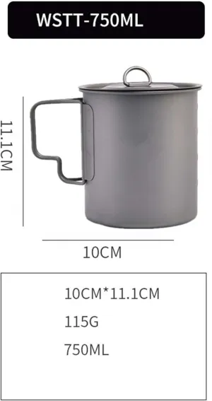 Camping Titanium Cup Outdoor Coffee Cup Lightweight Mug Portable Water Cup(750ML)