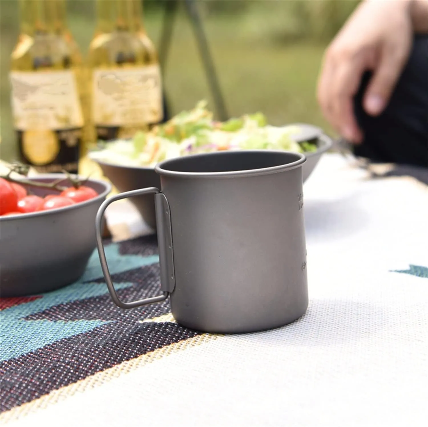 Camping Titanium Cup Outdoor Coffee Cup Lightweight Mug Portable Water Cup(750ML)