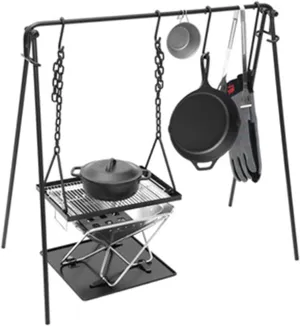Camping Tripod Grill Swing Campfire Cooking Stand BBQ Grill With Hooks&Accessories Bag For Outdoor Picnic Cookware &Dutch Ove Portable Design (Color : Black, Size : 90x57x87cm) (Black 90x57x87cm)