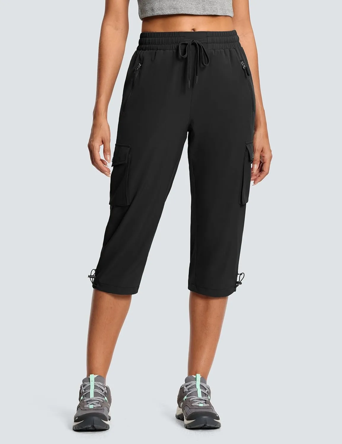 Capri Pants for Women Breathable UPF 50  Womens Cargo Capris for Summer with 8 Pockets for Hiking Travel Casual