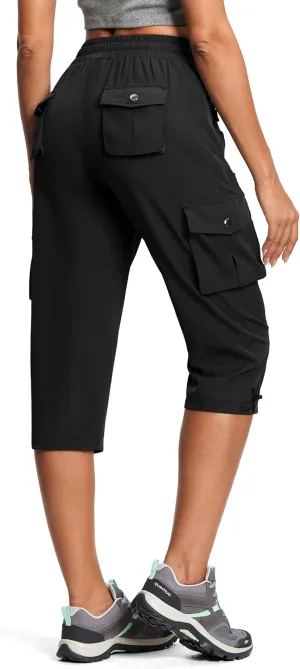 Capri Pants for Women Breathable UPF 50  Womens Cargo Capris for Summer with 8 Pockets for Hiking Travel Casual