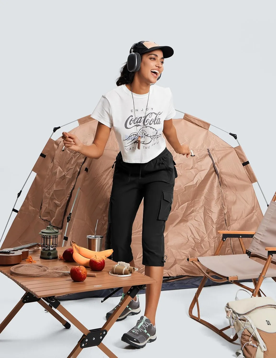 Capri Pants for Women Breathable UPF 50  Womens Cargo Capris for Summer with 8 Pockets for Hiking Travel Casual