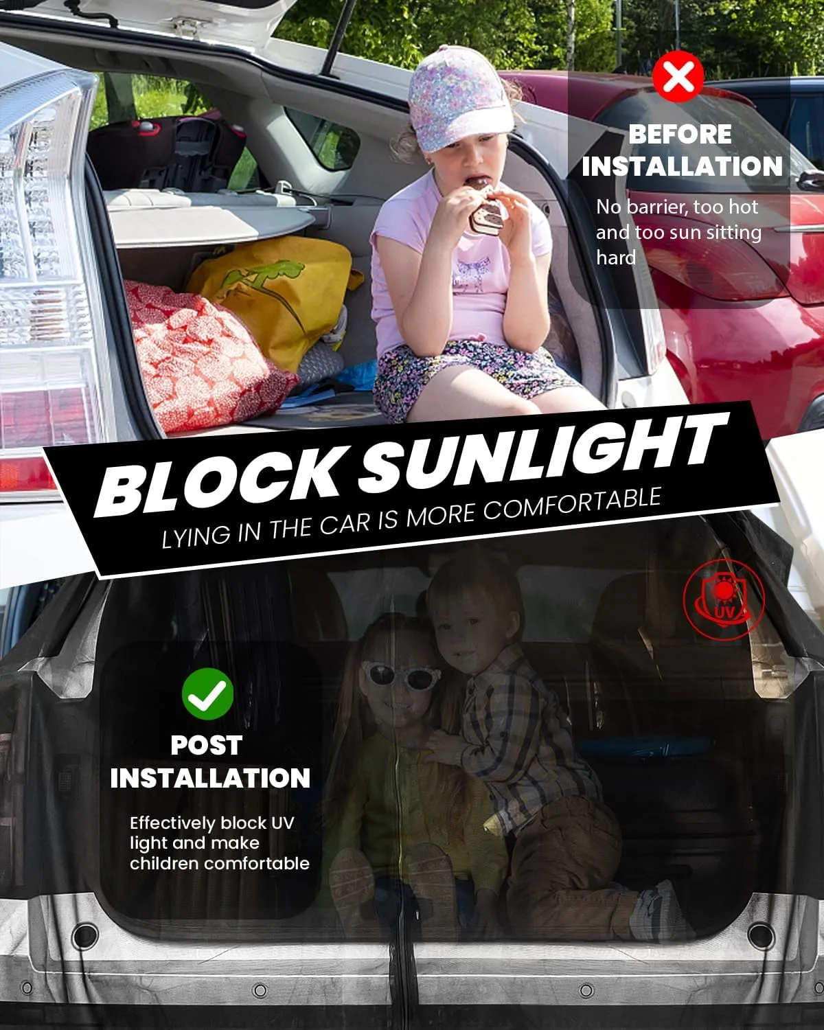 Car Tailgate Mosquito Net for SUV MPV, Quickwolf Car Camping Magnetic Mesh Screen Camping Tent Camping Accessories for Metal Tailgates(XL-67-59Inch)
