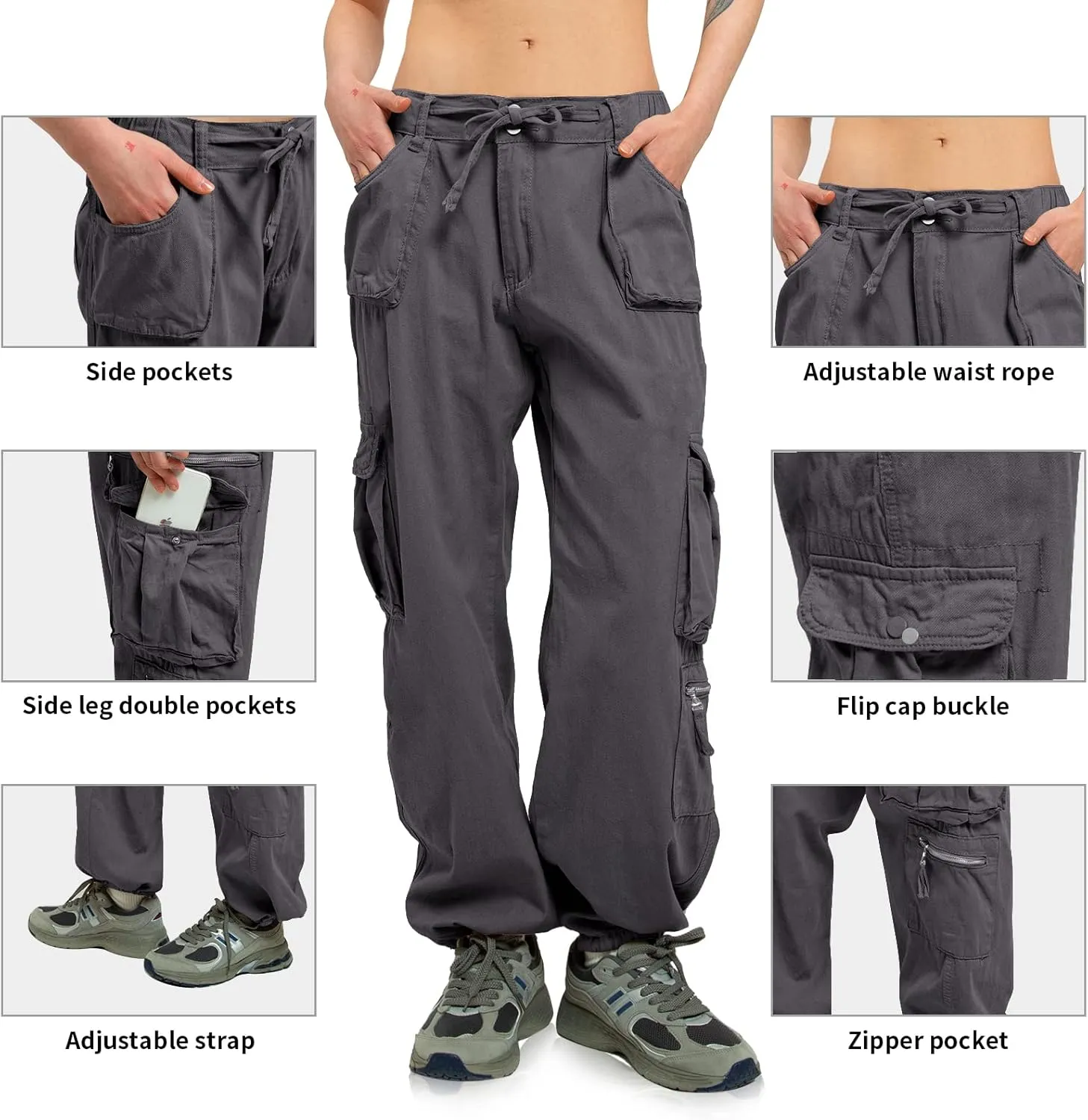 Cargo Pants Women Baggy Hiking Casual Cotton Military Tactical Army Combat Work Pants with 7 Pockets