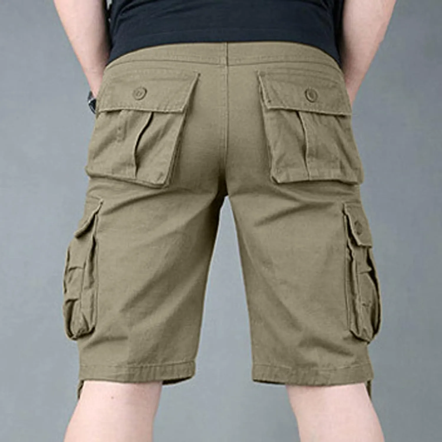 Cargo Shorts for Men Stretch Waist Multi Pocket Causal Tooling Shorts Outdoor Sport Regular Fit Cotton Hiking Shorts