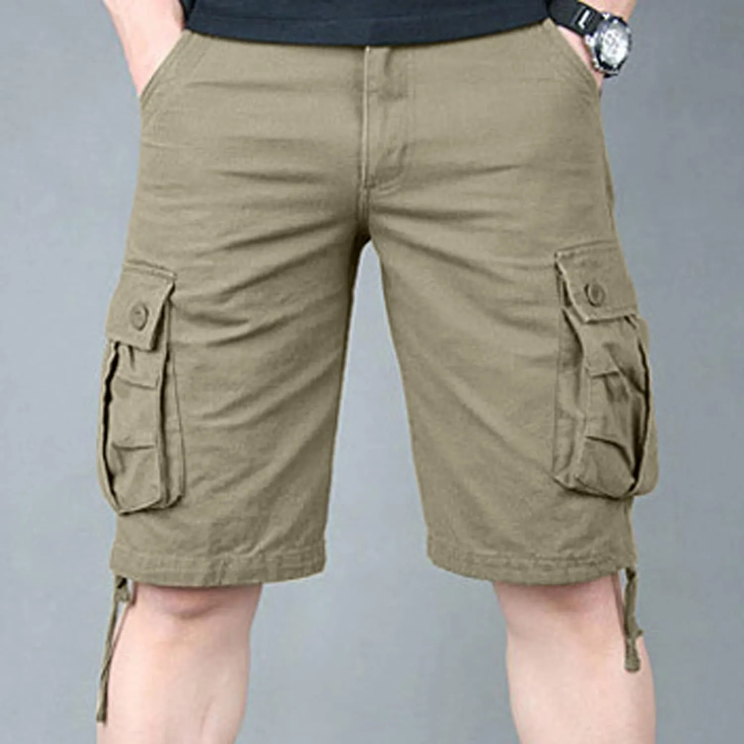 Cargo Shorts for Men Stretch Waist Multi Pocket Causal Tooling Shorts Outdoor Sport Regular Fit Cotton Hiking Shorts