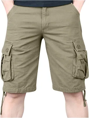 Cargo Shorts for Men Stretch Waist Multi Pocket Causal Tooling Shorts Outdoor Sport Regular Fit Cotton Hiking Shorts