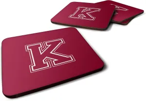 Caroline's Treasures CJ1032-KFC Letter K Initial Monogram - Maroon and White Foam Coaster Set of 4 Set of 4 Cup Coasters for Indoor Outdoor, Tabletop Protection, Anti Slip, Mouse pad Material