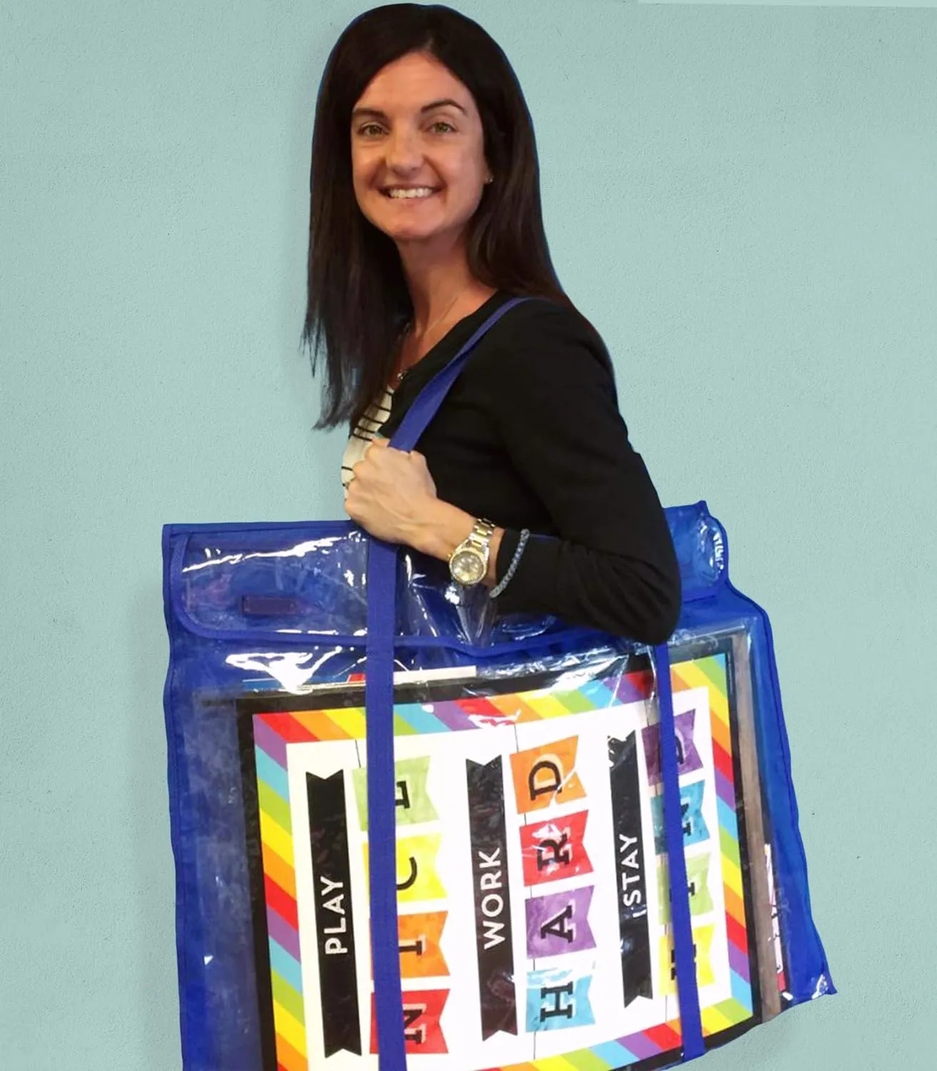 Carson Dellosa Deluxe Bulletin Board Storage Bag Pocket Chart, (24" x 30") Bulletin Board Holder, Large Organizer for Bulletin Boards, Charts, Calendars, Posters, Wall Art, and More