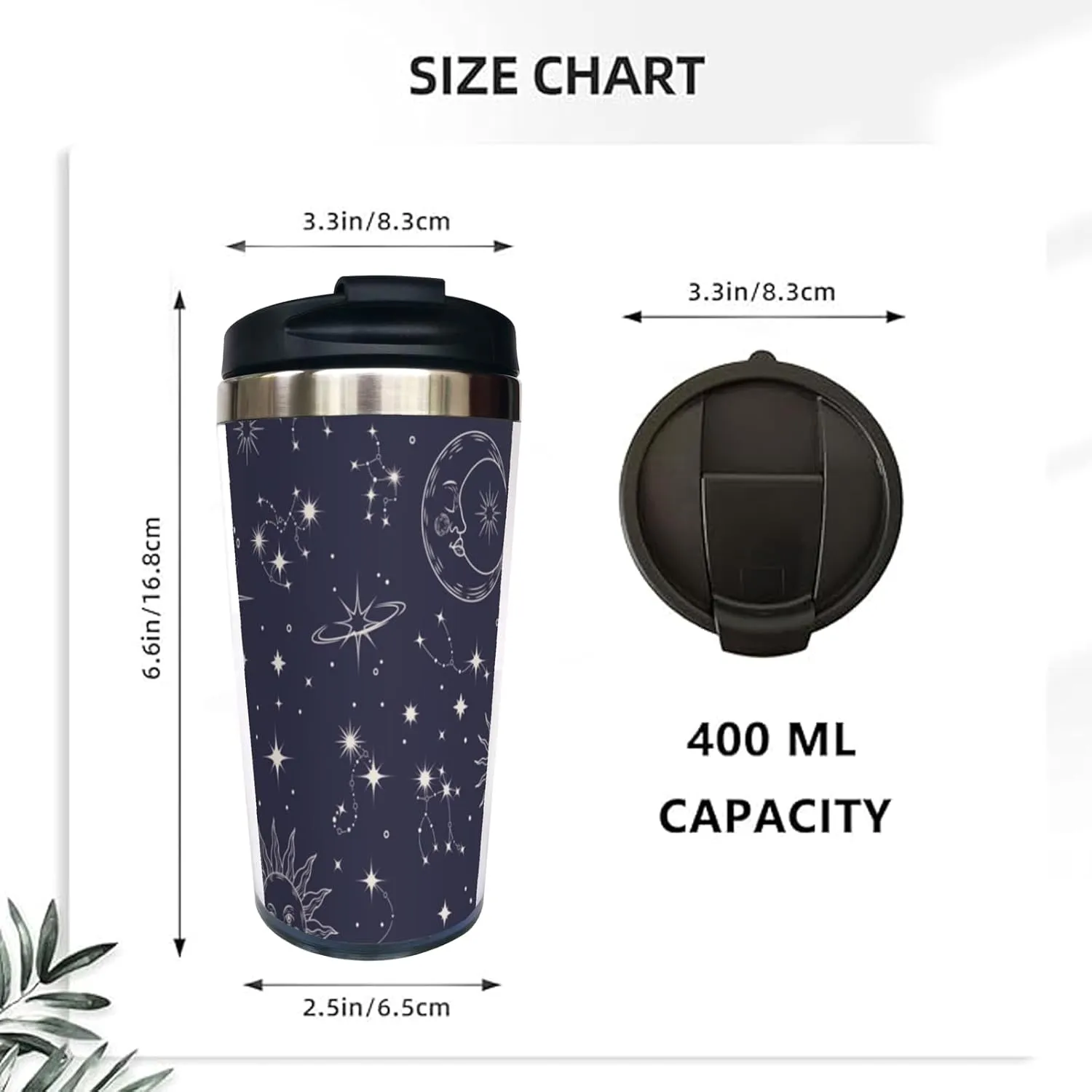 Celestial Pattern 13OZ Coffee Cup,With Lid Stainless Steel Insulated Tumbler Travel Mug Insulated Water Bottle,for Dad Mom Friends Coworkers