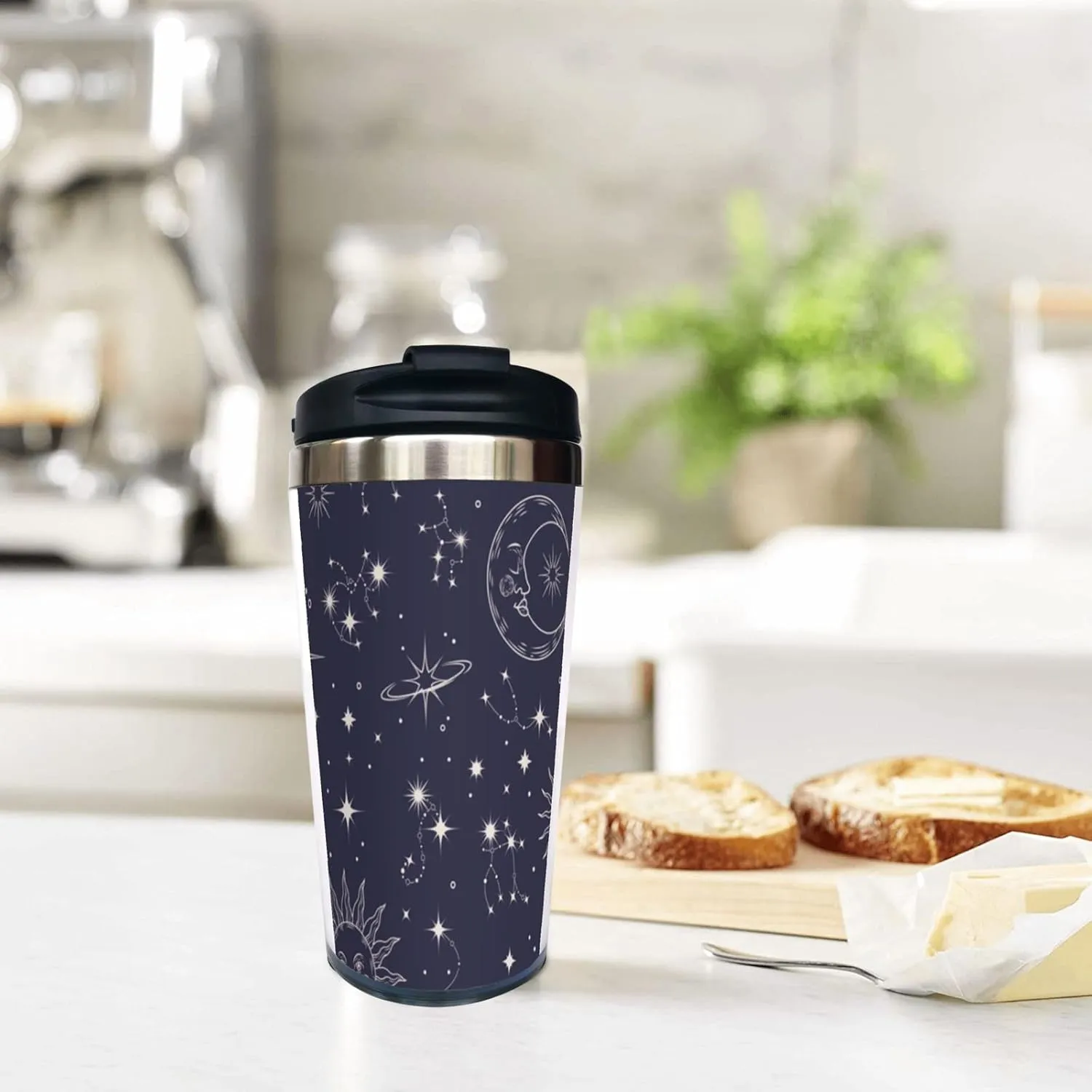 Celestial Pattern 13OZ Coffee Cup,With Lid Stainless Steel Insulated Tumbler Travel Mug Insulated Water Bottle,for Dad Mom Friends Coworkers