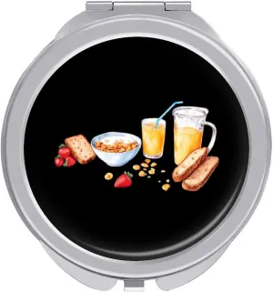 Cereal Milk and Toast Breakfast Travel Makeup Mirror 2-Sided 1x 2X Magnification Portable Mini Mirror for Handbag Purse Pocket