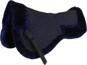 CHALLENGER Horse English Quilted Half Saddle Pad Correction Wither Relief Faux Fur Black 12218NV