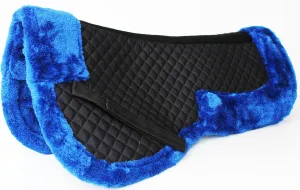 CHALLENGER Horse English Quilted Half Saddle Pad Correction Wither Relief Faux Fur Blue 12218BL