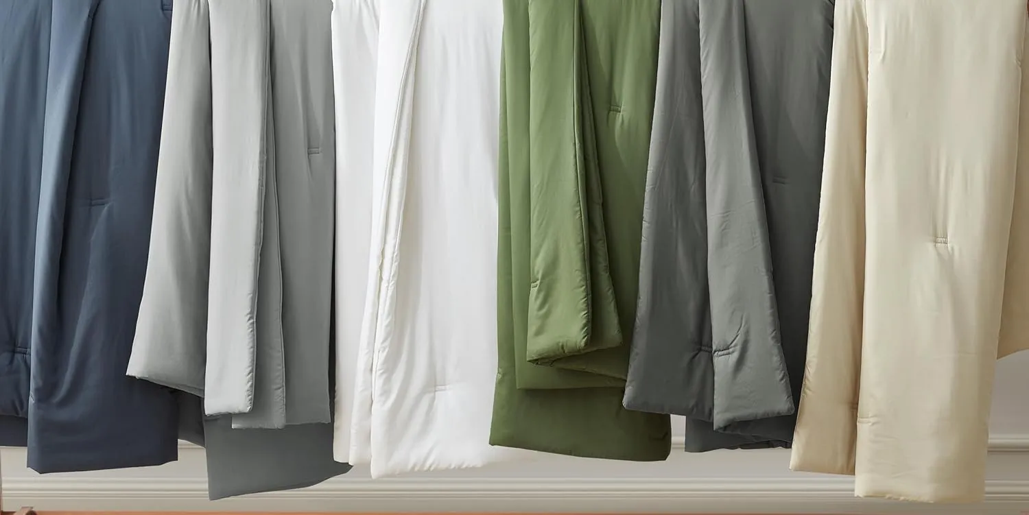Chezmoi Collection Cliff 3-Piece Lightweight Cooling Comforter Set, Queen- Rayon Derived from Bamboo & Polyester Blended, Soft Breathable Bedding for Hot Sleepers, Olive Green