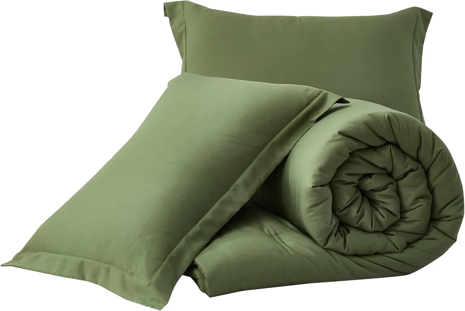 Chezmoi Collection Cliff 3-Piece Lightweight Cooling Comforter Set, Queen- Rayon Derived from Bamboo & Polyester Blended, Soft Breathable Bedding for Hot Sleepers, Olive Green