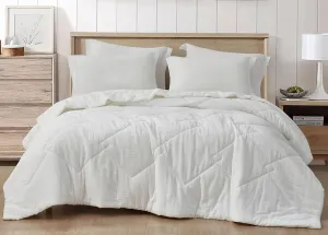 Chezmoi Collection Skye 3-Piece Breathable Lightweight Cotton Gauze Comforter Set Oversized King, White Reversible Soft Washed 100% Cotton Muslin Thin Comforter, 130GSM Fill Summer Blanket