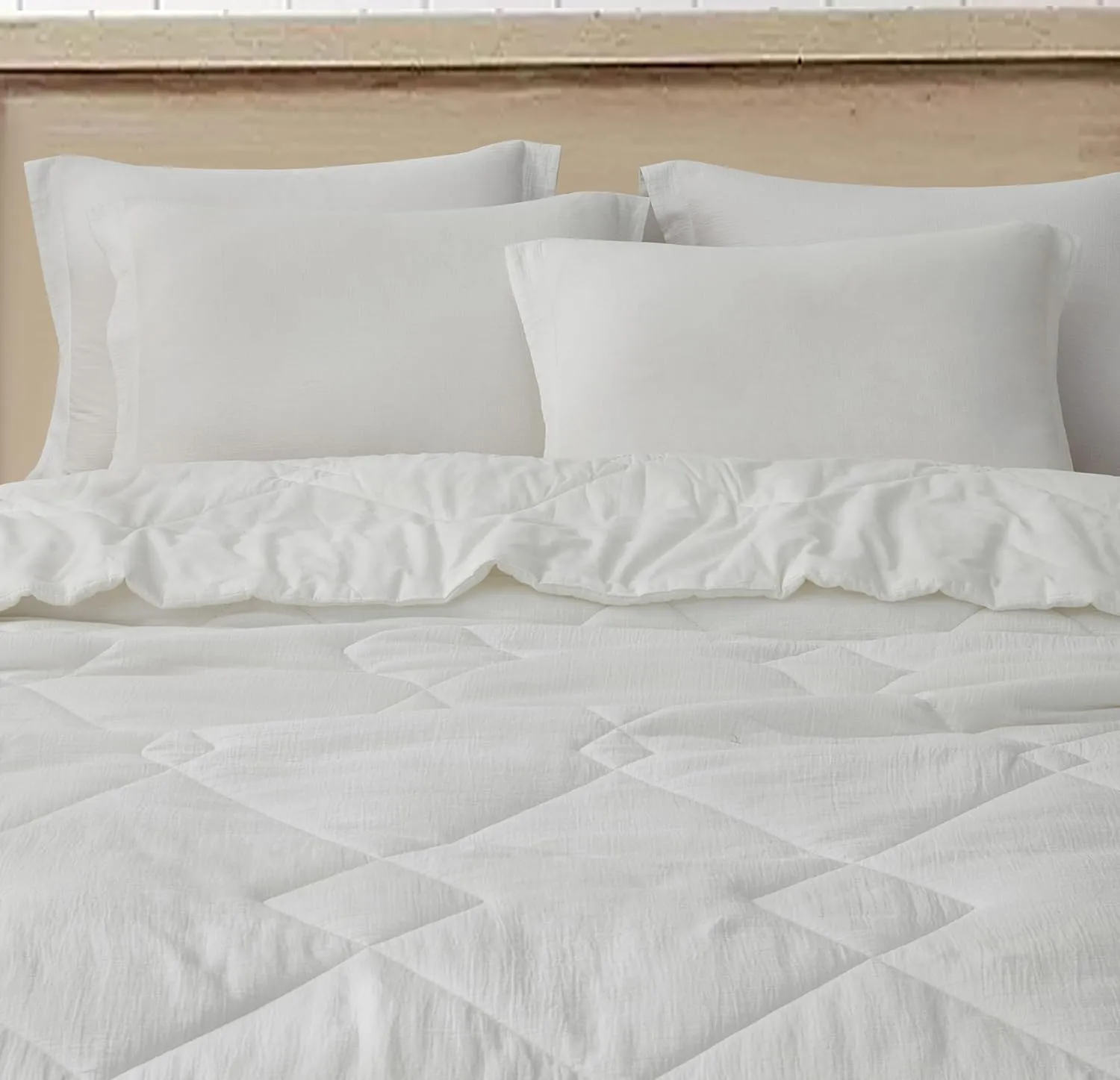 Chezmoi Collection Skye 3-Piece Breathable Lightweight Cotton Gauze Comforter Set Oversized King, White Reversible Soft Washed 100% Cotton Muslin Thin Comforter, 130GSM Fill Summer Blanket