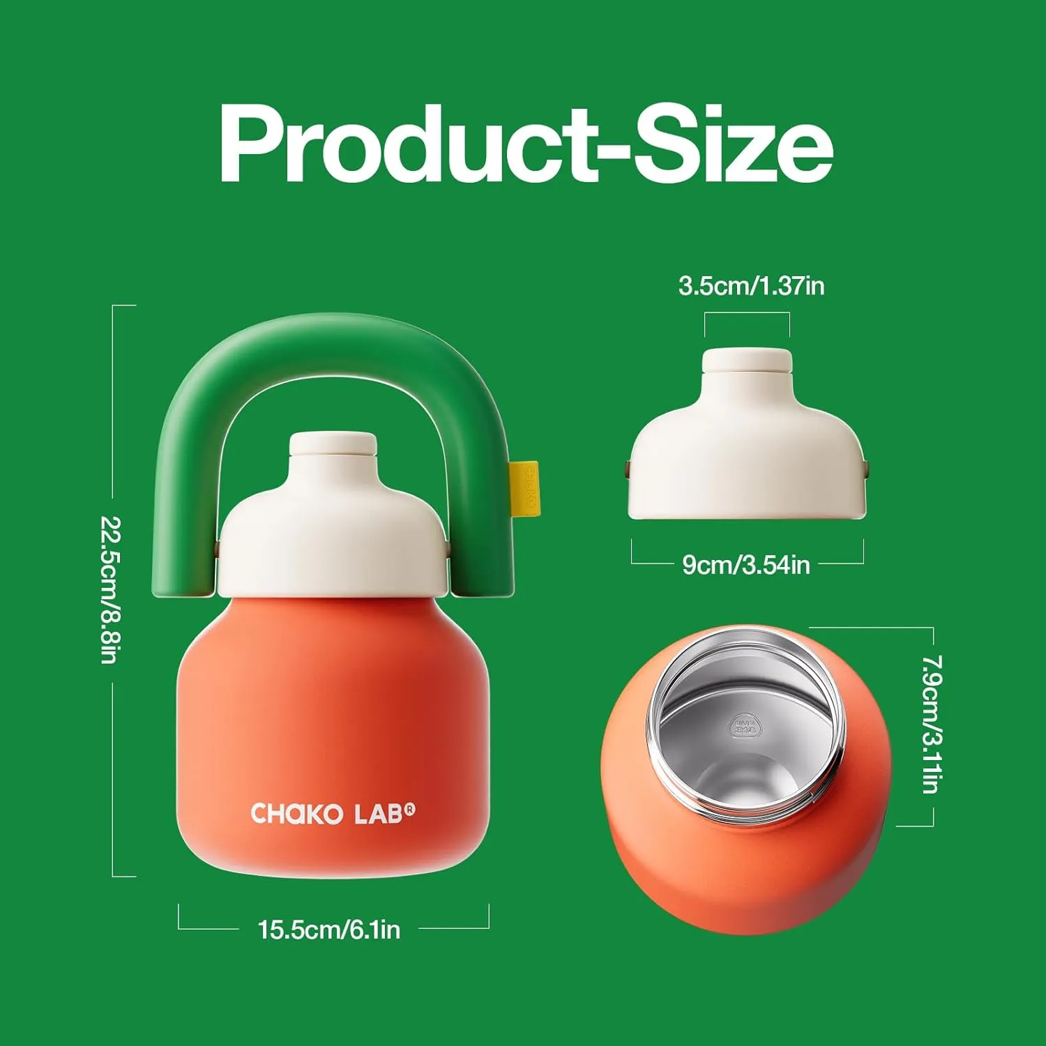 Christmas Gift Water Bottle with Straw and Carry Handle | Wide Mouth vacuum insulated stainless steel Metal Thermos Bottles | Reusable, leak-proof and BPA-free | 33oz (Green&Red)