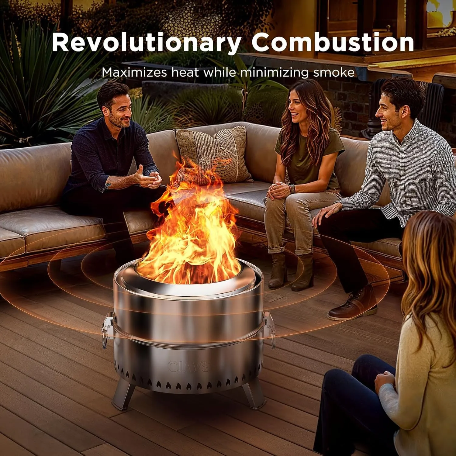 Ciays Smokeless Firepit, 18.5 Inch Fire Pit for Camping with Patented Technology, Portable Fire Pit for Outside with Steel Grill Rack, Fire Poker, and Bag, Easy Setup and Storage, Wood Burning