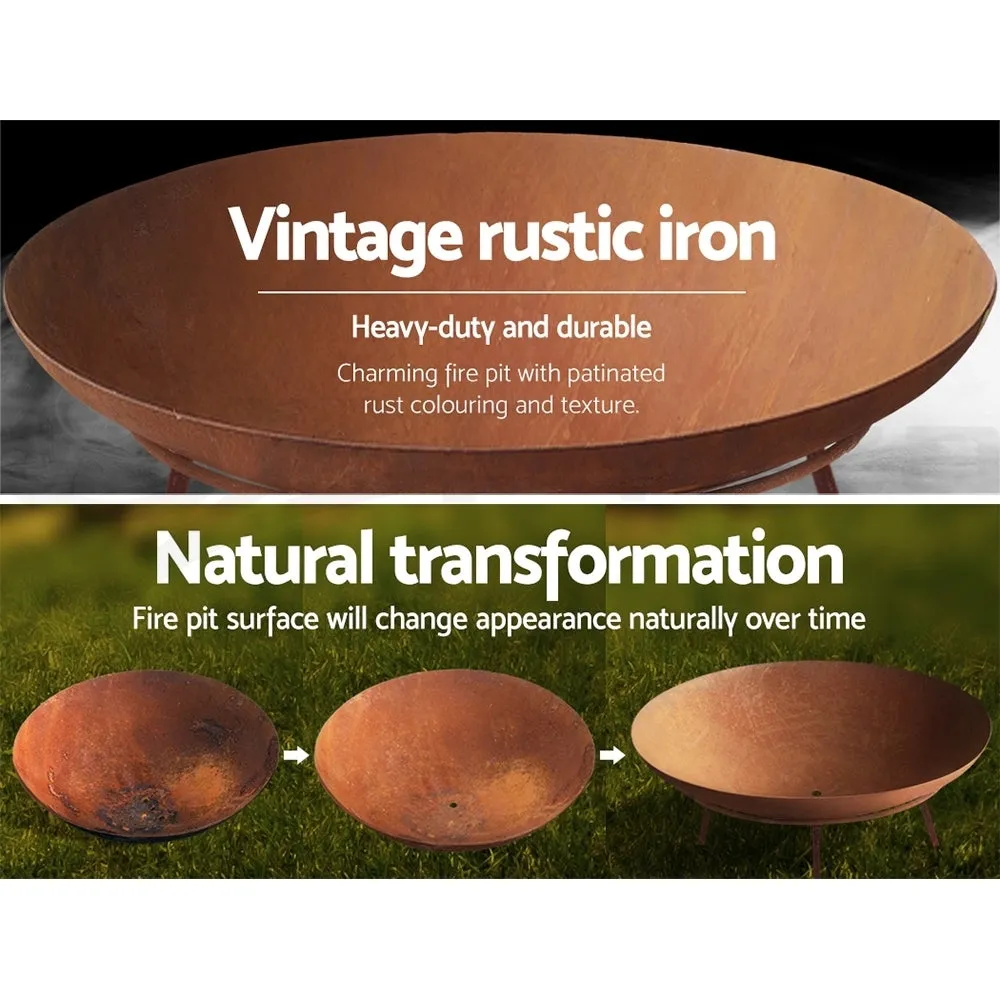Classic Fire Pit (60cm) Iron Bowl - Oxidized Brown