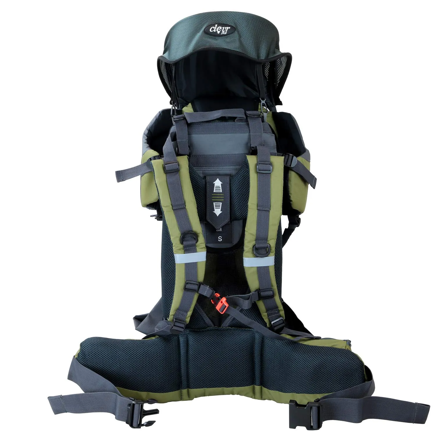 ClevrPlus Canyonero Camping Baby Backpack Hiking Kid Toddler Child Carrier with Stand and Sun Shade Visor, Army Green