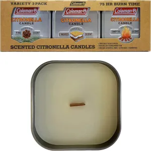 Coleman Scented Tin Citronella Candle - 3 Pack, S'Mores, Pine and Campfire