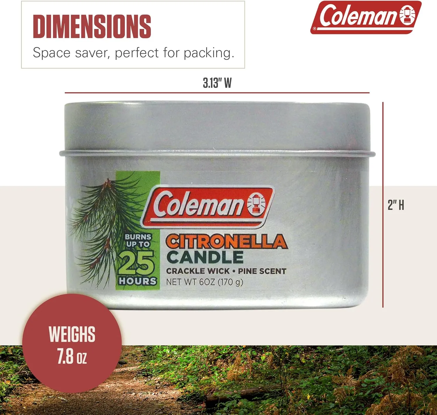 Coleman Scented Tin Citronella Candle - 3 Pack, S'Mores, Pine and Campfire