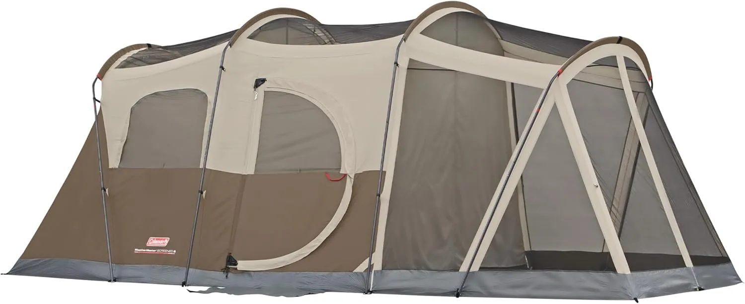 Coleman WeatherMaster Tent with Screened Porch, Weatherproof 6-Person Tent with Screen Room, Rainfly & Carry Bag Included