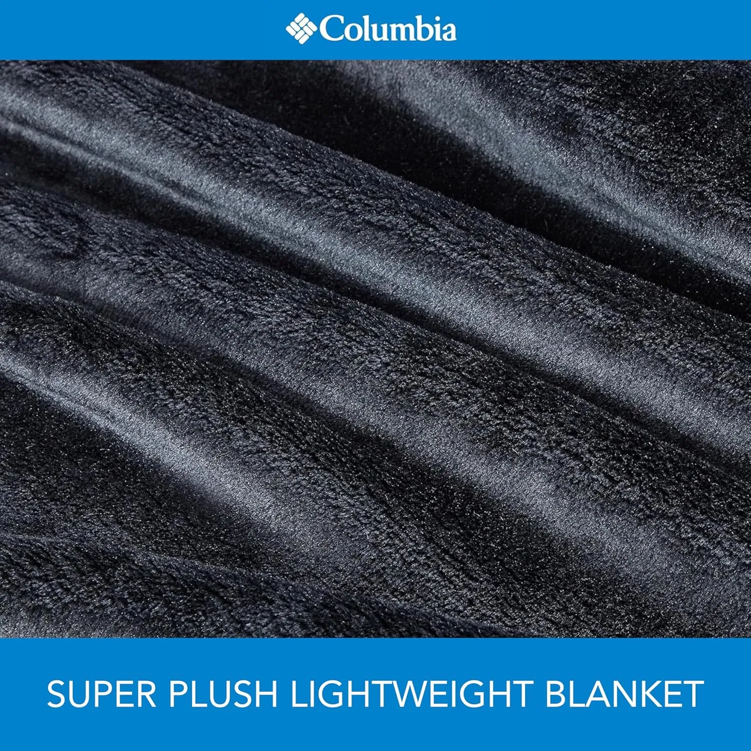 Columbia 50" x 60" Super Plush Lightweight Throw Blanket - Outdoor Essentials for Camping, Picnics, and Adventures, Soft and Cozy Home Essentials for Bed and Living Room - Black