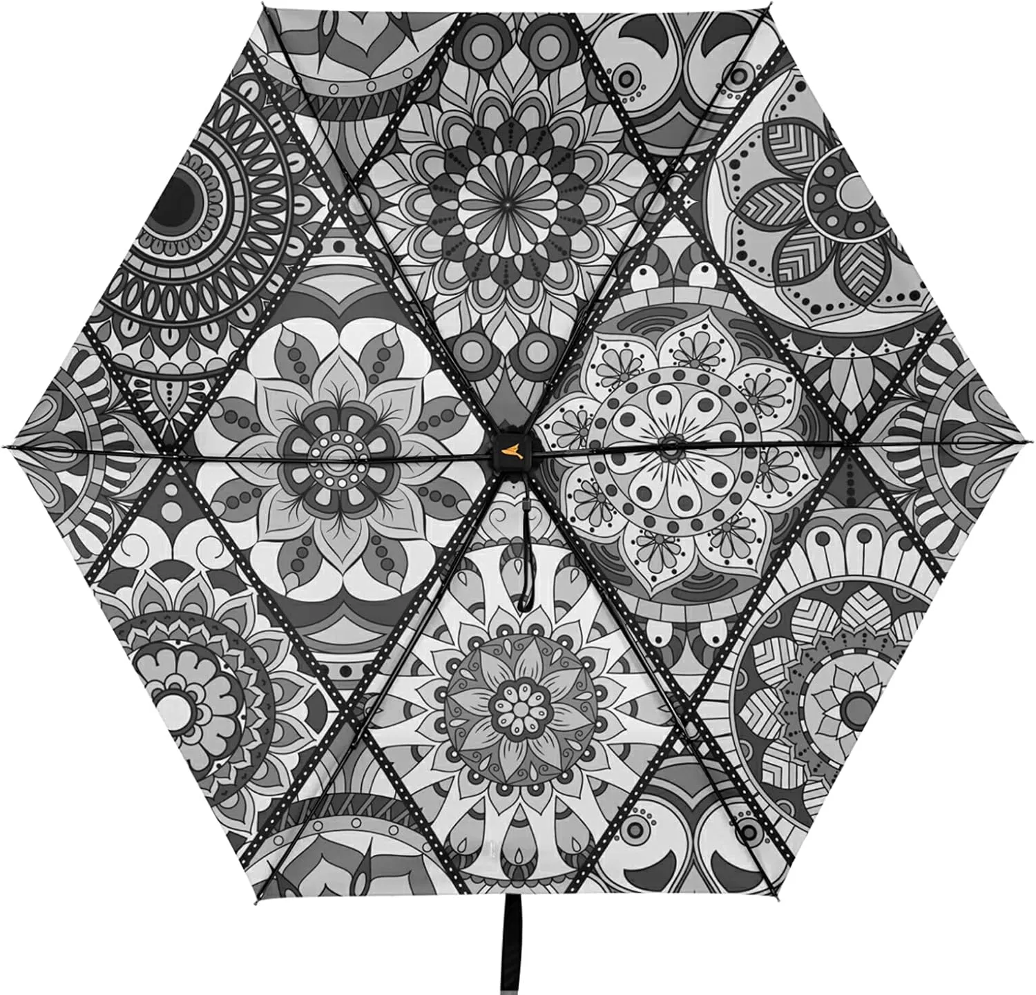 Compact Lightweight Folding Umbrella, Inner Print Sun Parasol with UV Protection, Strong Portable Travel Rain Umbrella