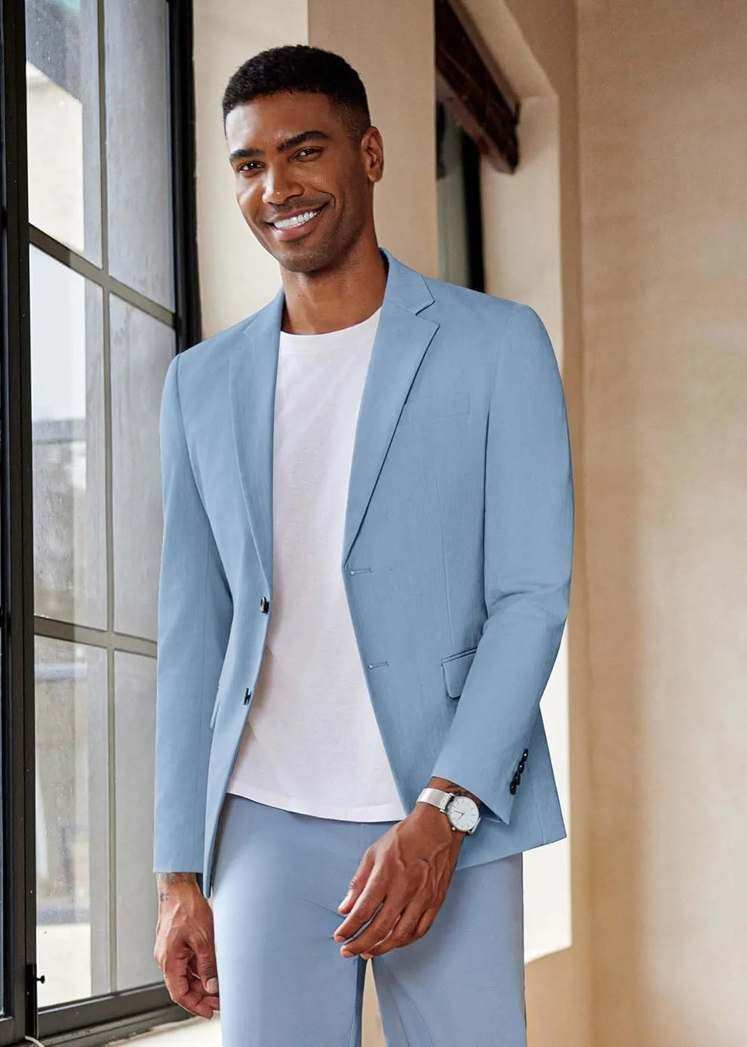 COOFANDY Men's Casual Blazer Lightweight Slim Fit Suit Jacket Two Button Cotton Sport Coats
