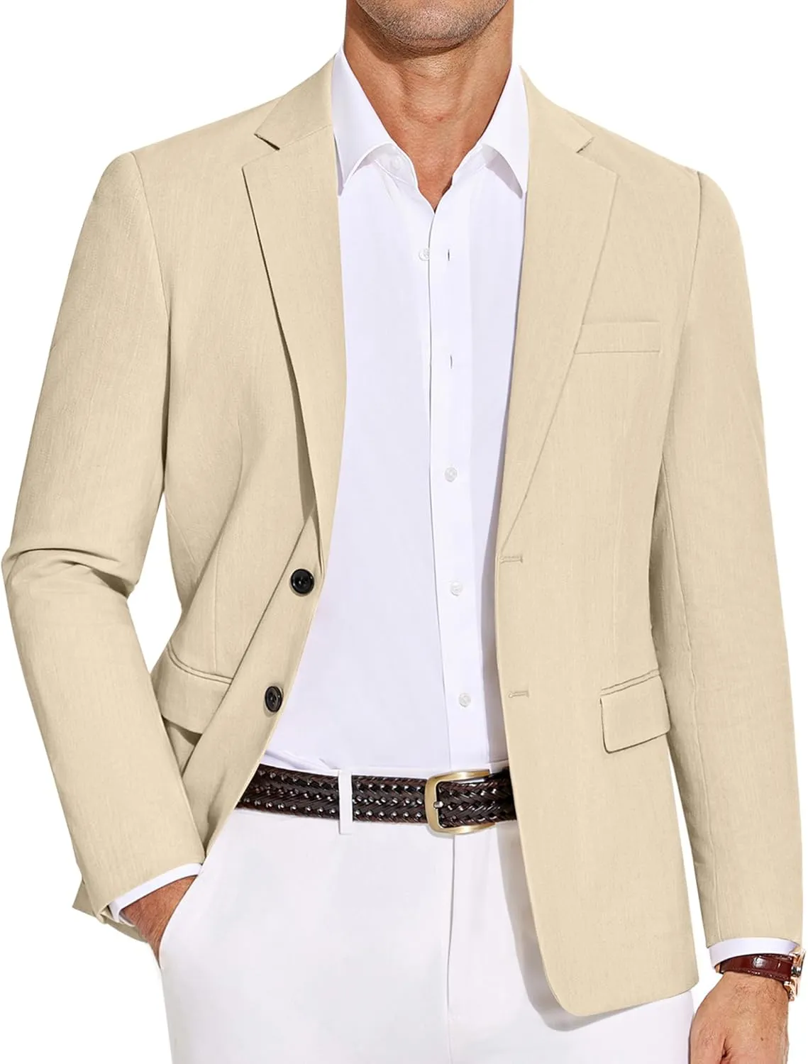 COOFANDY Men's Casual Blazer Lightweight Slim Fit Suit Jacket Two Button Cotton Sport Coats