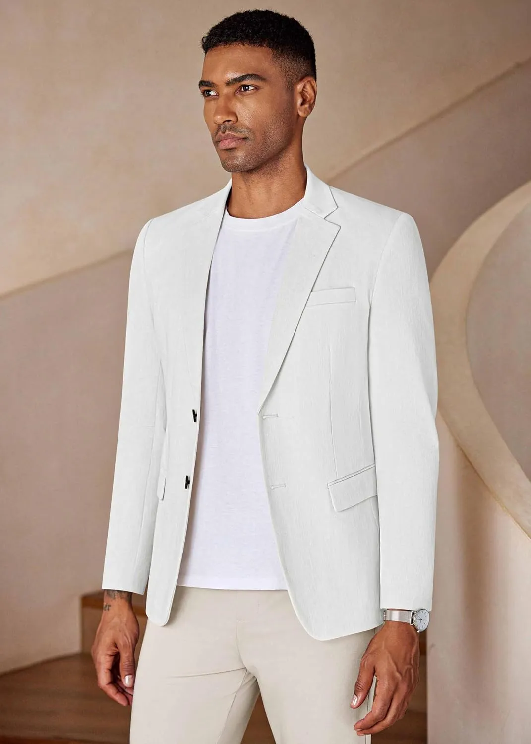 COOFANDY Men's Casual Blazer Lightweight Slim Fit Suit Jacket Two Button Cotton Sport Coats