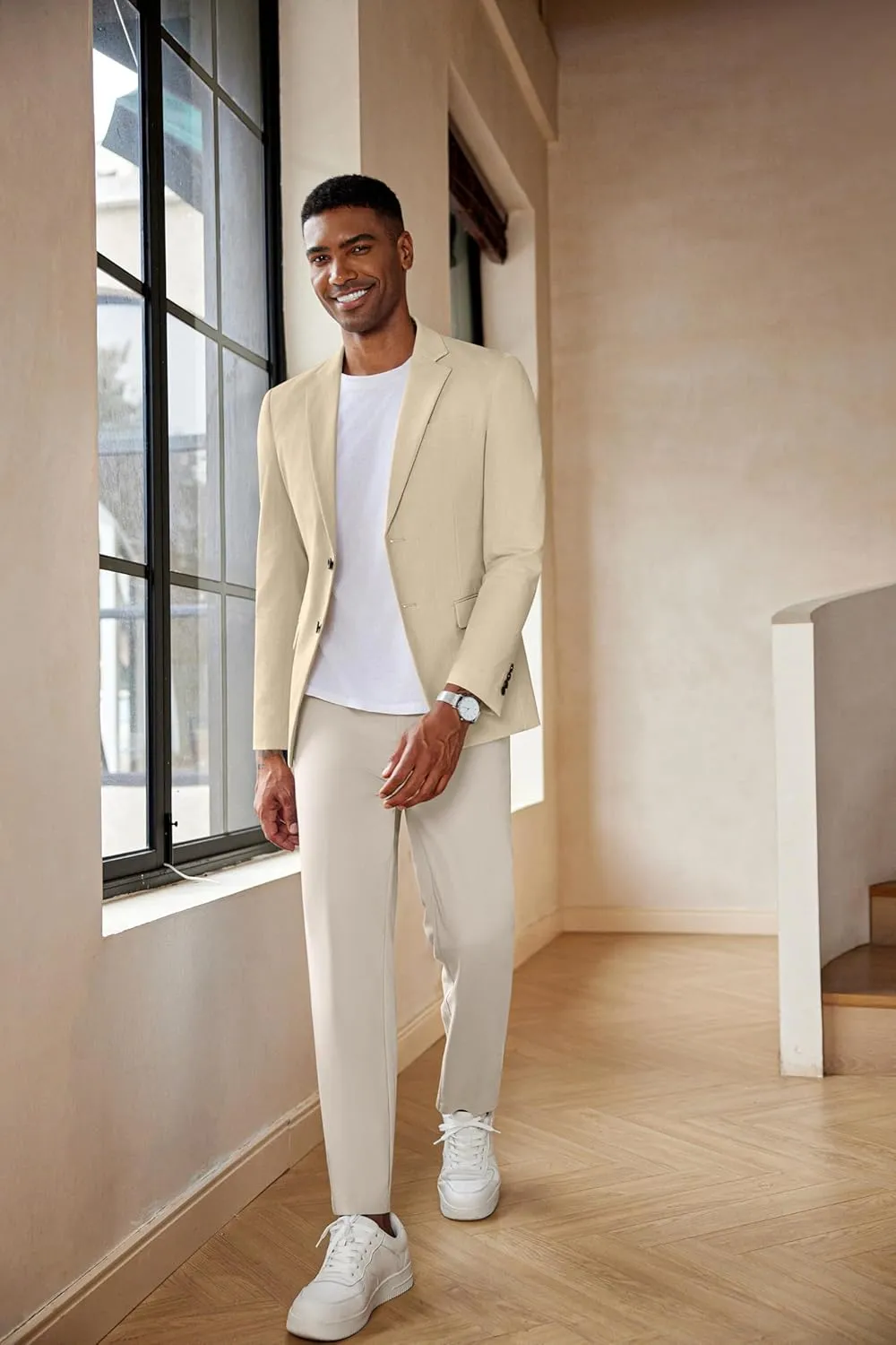 COOFANDY Men's Casual Blazer Lightweight Slim Fit Suit Jacket Two Button Cotton Sport Coats