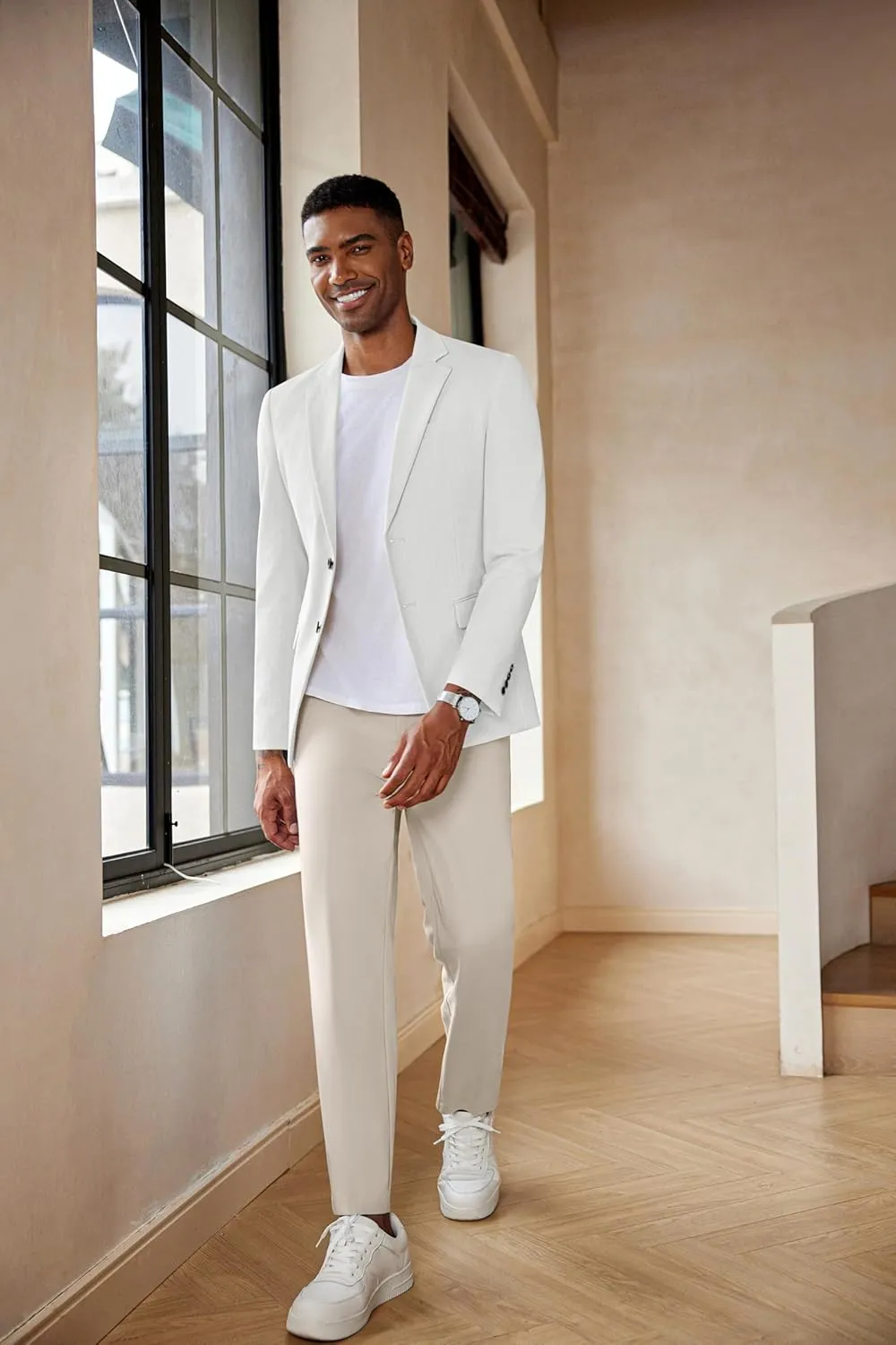 COOFANDY Men's Casual Blazer Lightweight Slim Fit Suit Jacket Two Button Cotton Sport Coats