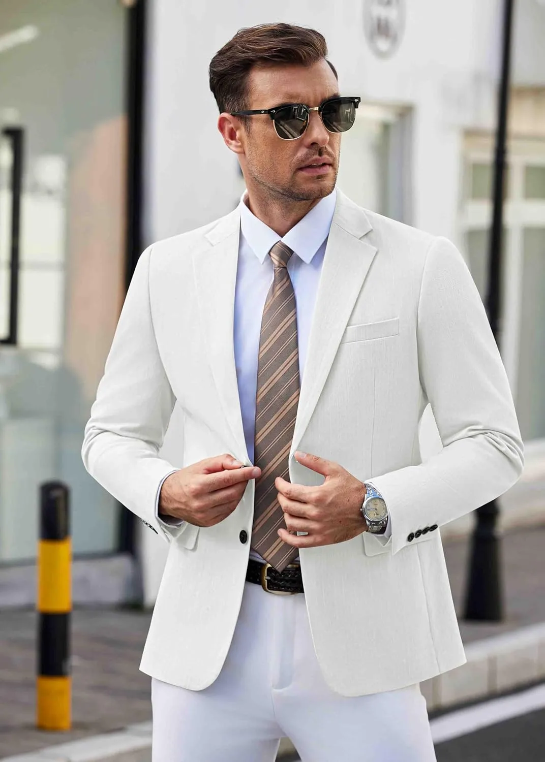 COOFANDY Men's Casual Blazer Lightweight Slim Fit Suit Jacket Two Button Cotton Sport Coats
