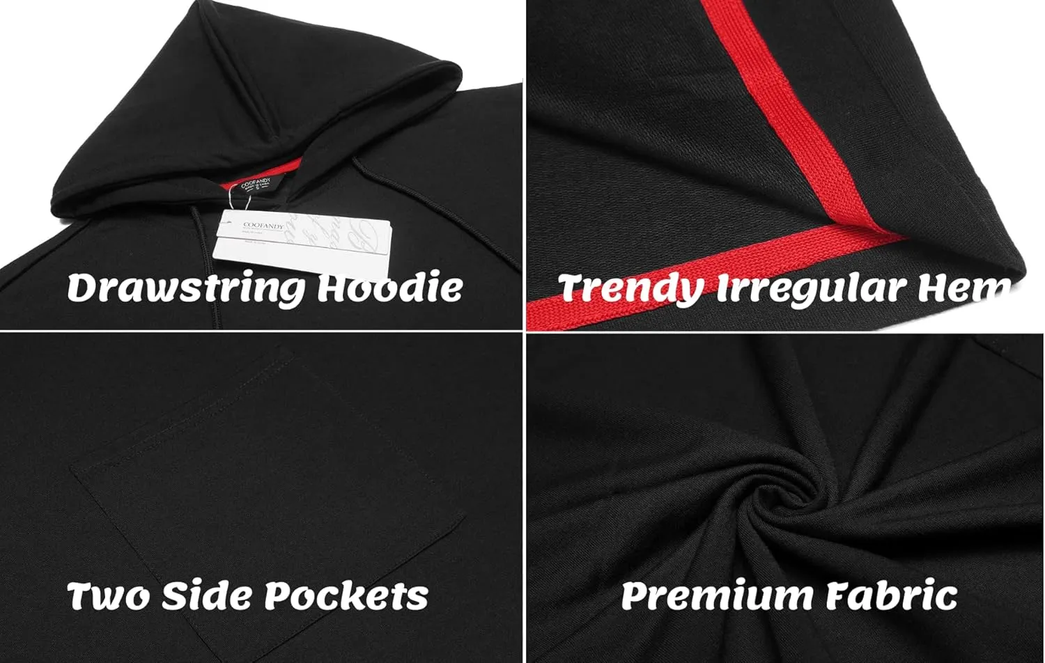 COOFANDY Unisex Casual Hooded Poncho Cape Cloak Fashion Coat Hoodie Pullover with Pocket