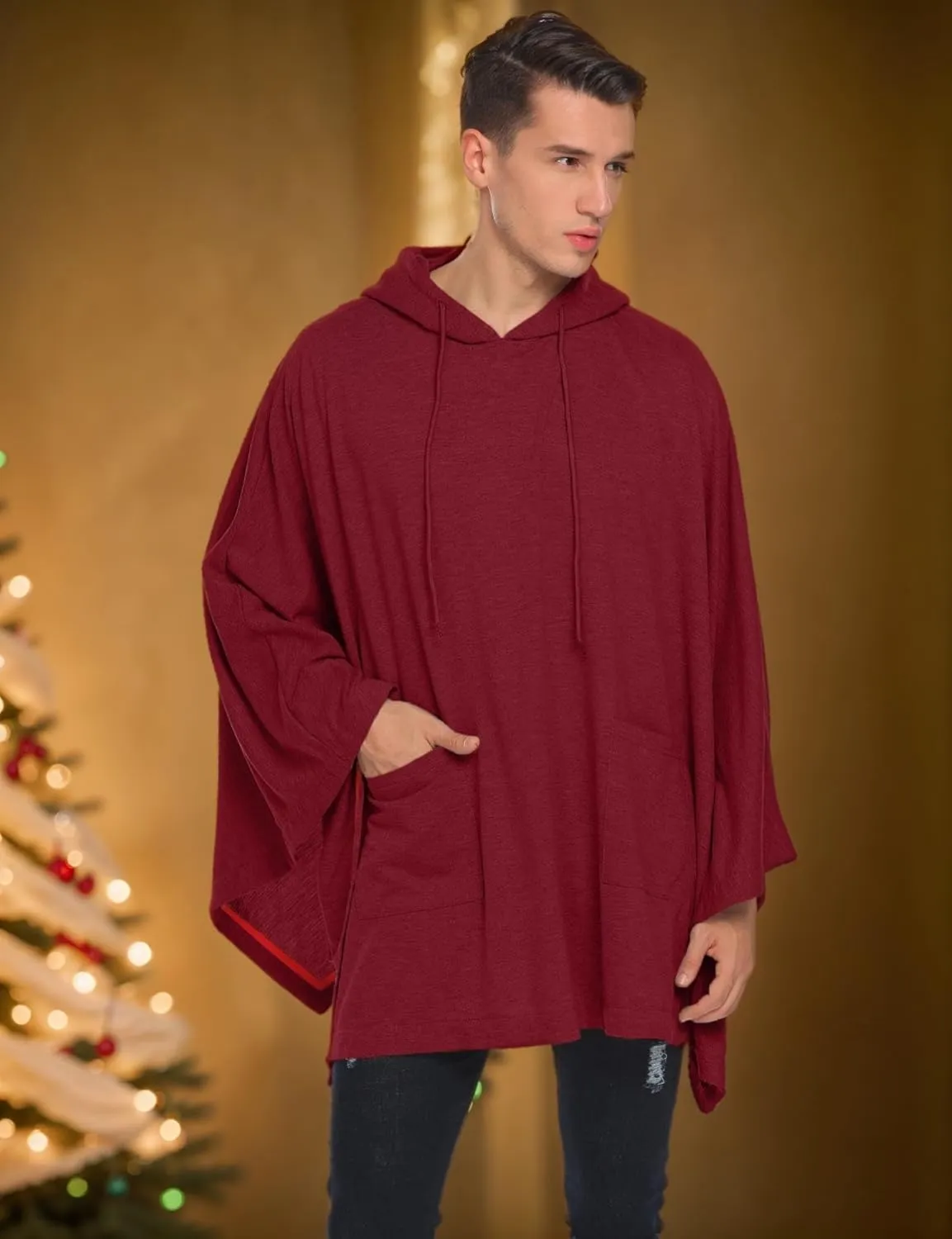 COOFANDY Unisex Casual Hooded Poncho Cape Cloak Fashion Coat Hoodie Pullover with Pocket