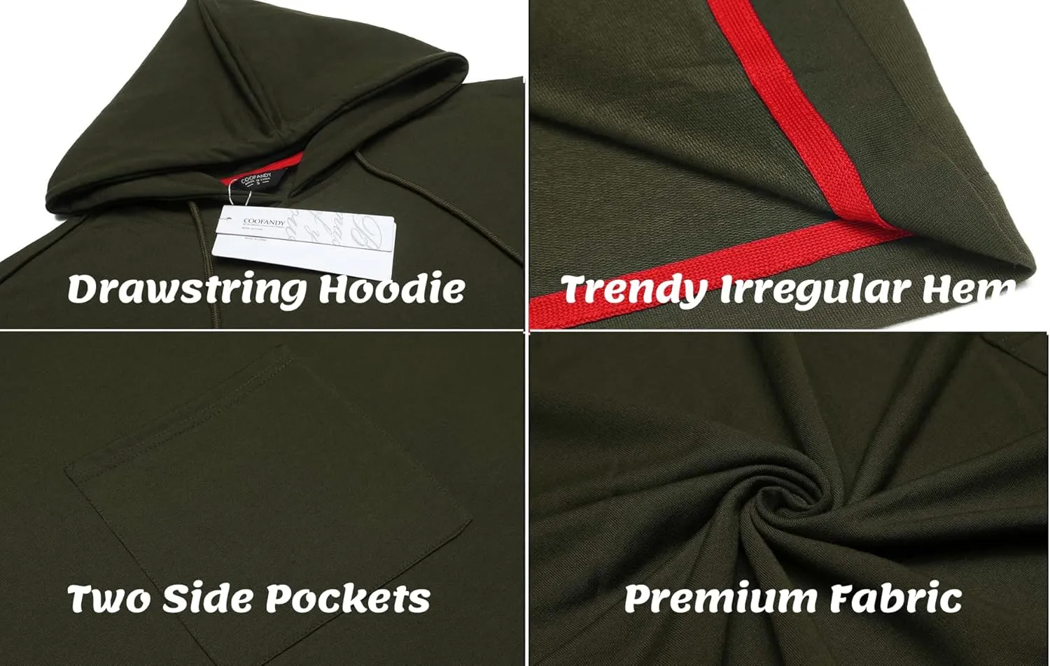 COOFANDY Unisex Casual Hooded Poncho Cape Cloak Fashion Coat Hoodie Pullover with Pocket
