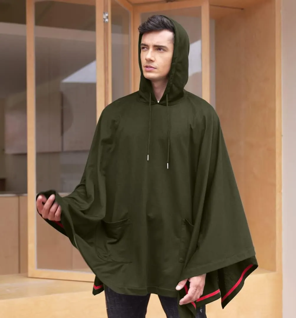 COOFANDY Unisex Casual Hooded Poncho Cape Cloak Fashion Coat Hoodie Pullover with Pocket