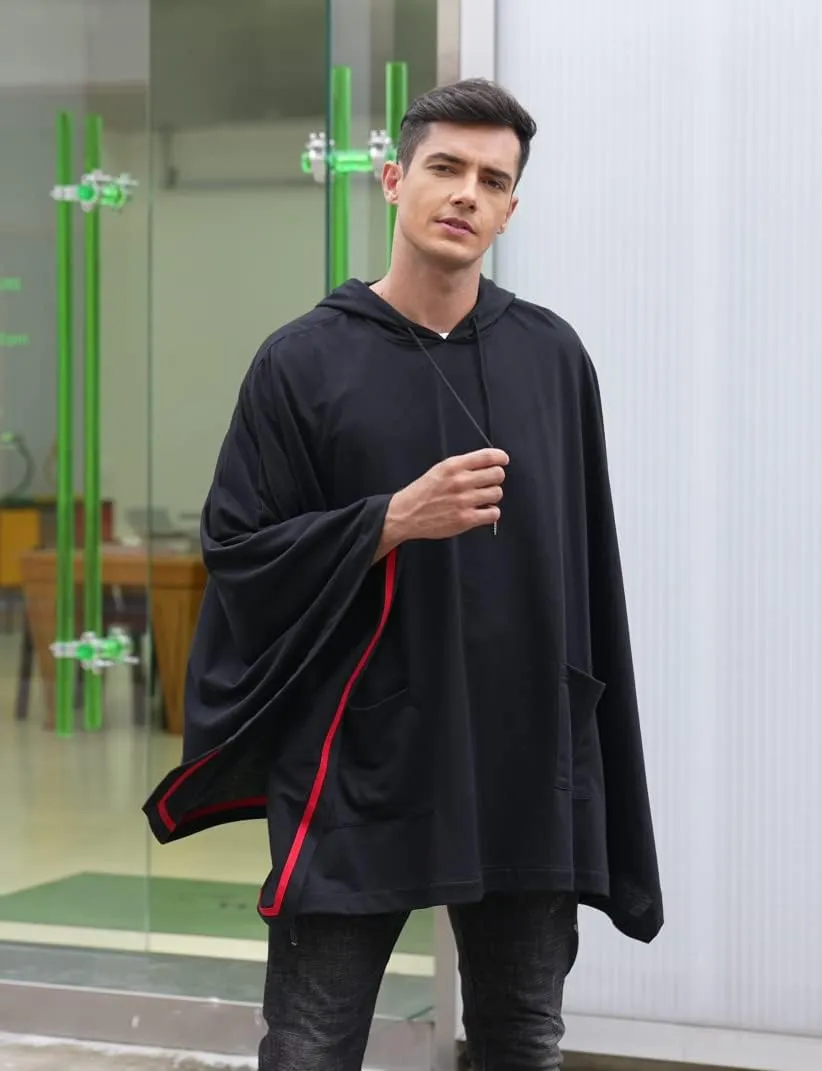 COOFANDY Unisex Casual Hooded Poncho Cape Cloak Fashion Coat Hoodie Pullover with Pocket